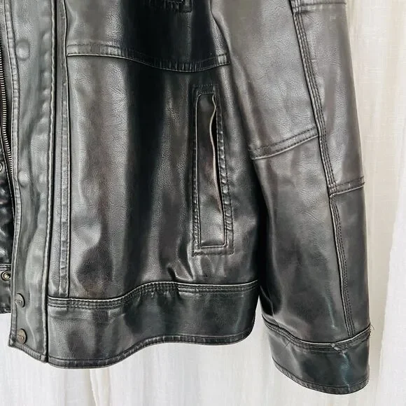 Authentic Levi's Espresso Brown Polyvinyl Thick Rugged Moto Jacket Mens XL Biker